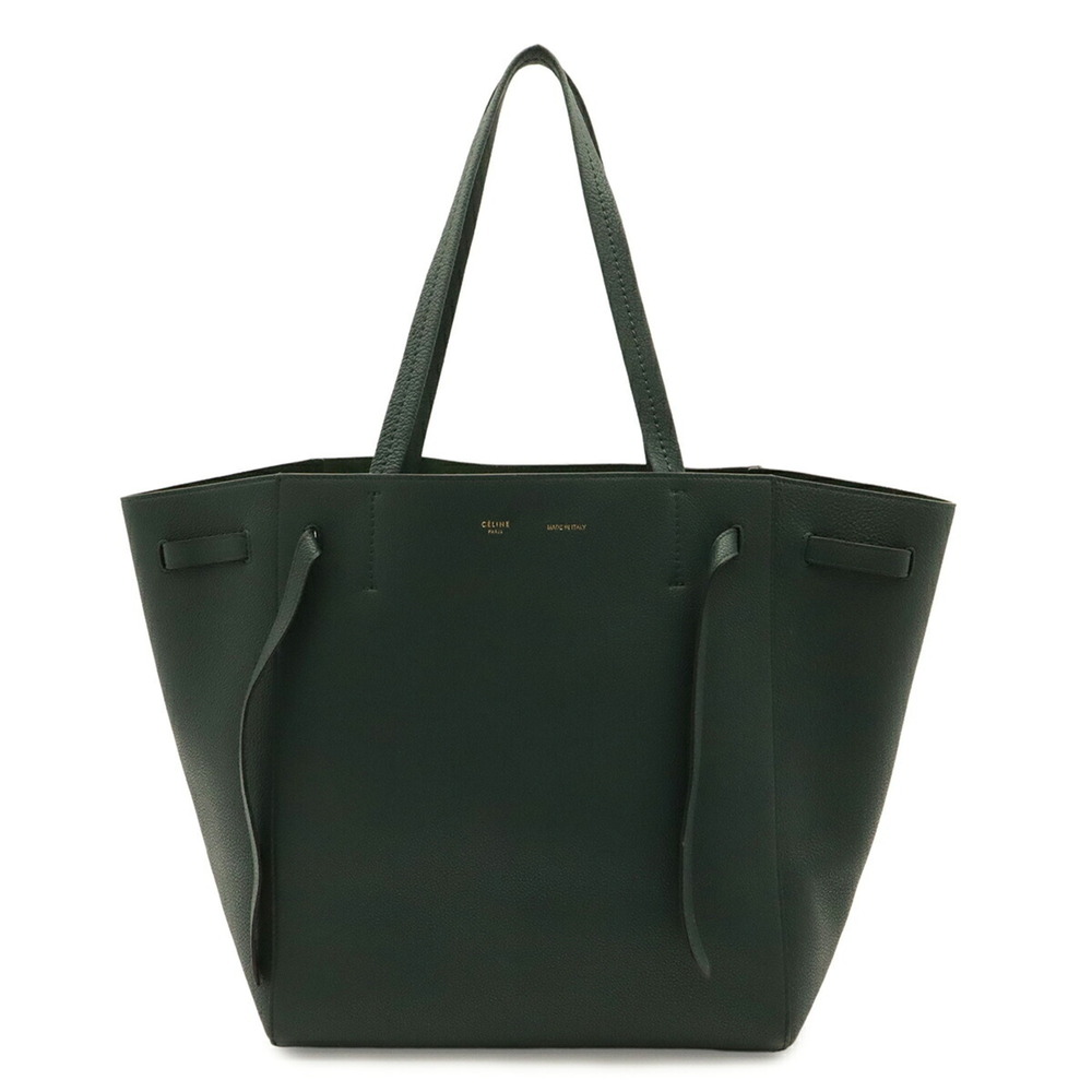 CELINE Cabas Phantom Small Belt Tote Bag Shoulder Leather Dark Green